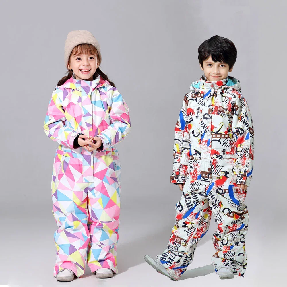 

Snowboarding Sets New Waterproof Children One Piece Ski Suit Snowmobile Snowsuit Winter Warm Jumpsuit Insulated Kid Ski Clothing