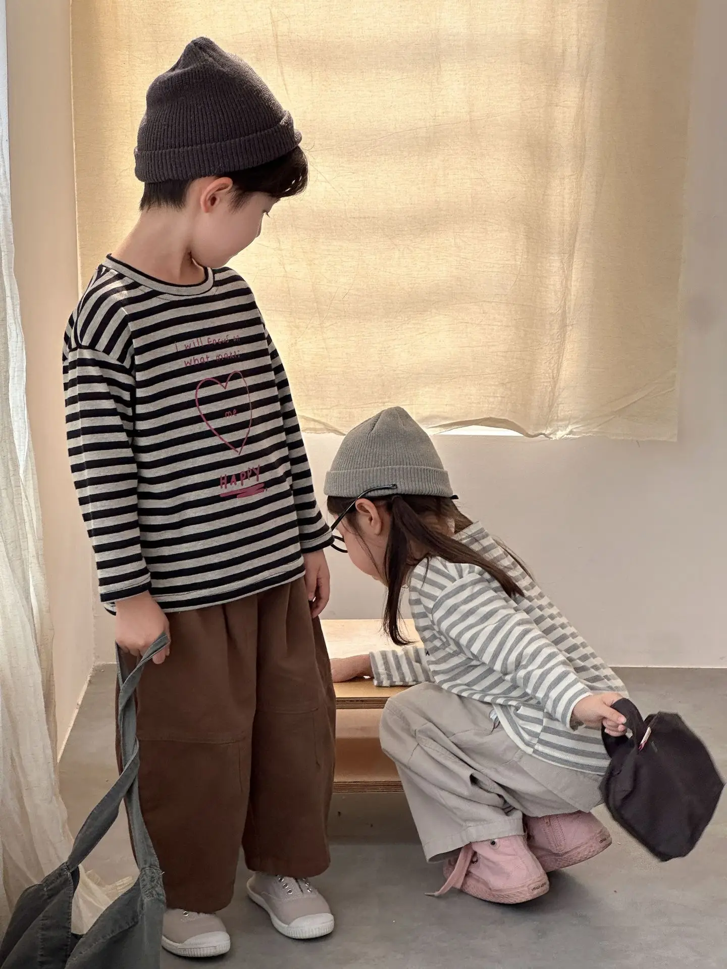 2025 Autumn New Children Long Sleeve T Shirts Cotton Girls Loose Striped Bottoming Shirt Boys Versatile Casual Tops Kids Clothes 20 Sd14847187981466382e1b728b4e1ce41C