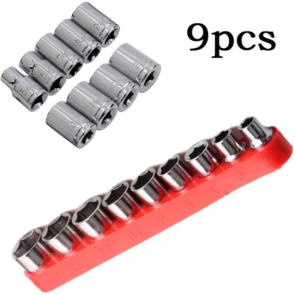 9Pcs Socket 1/4 Inch Drive 5-13mm Hex Bit Set Metric Socket Adapter Wrench Head Nut Removal Tool Spanner Head Hand Manual Tool
9Pcs Socket 1/4 Inch Drive 5-13mm Hex Bit Set Metric Socket Adapter Wrench Head Nut Removal Tool Spanner Head Hand Manual Tool