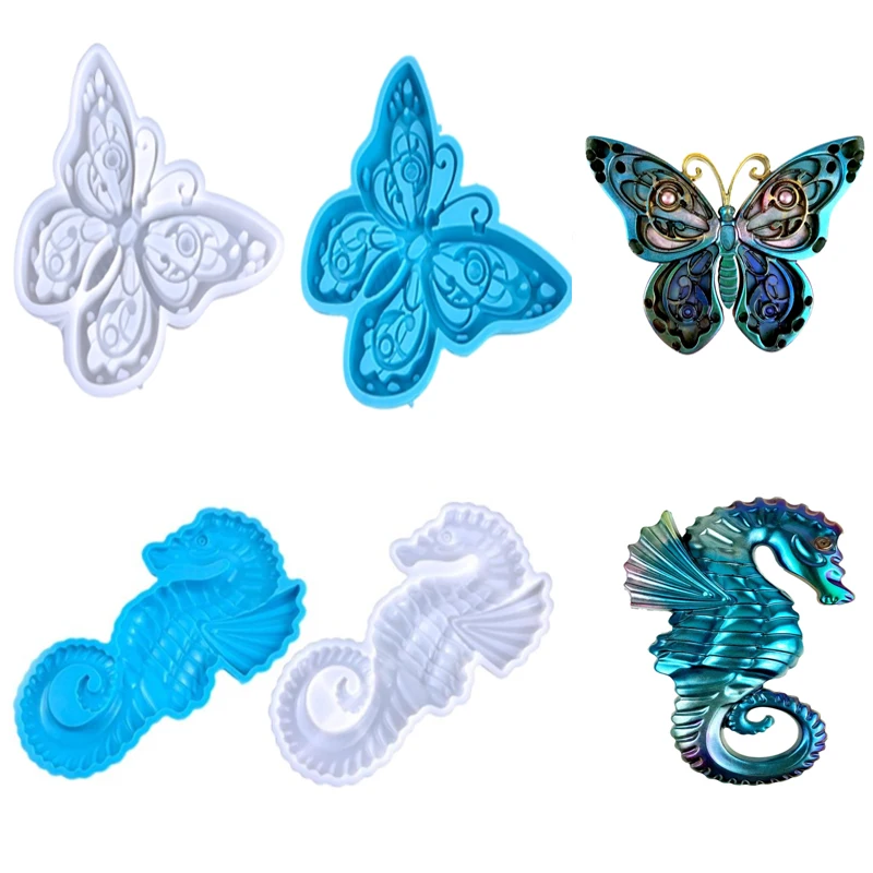 DIY 3D Seahorse Butterfly Crystal Epoxy Resin Mold Three-dimensional Animal Wall Hanging Ornament Home Decoration Silicone Mold
DIY 3D Seahorse Butterfly Crystal Epoxy Resin Mold Three-dimensional Animal Wall Hanging Ornament Home Decoration Silicone Mold