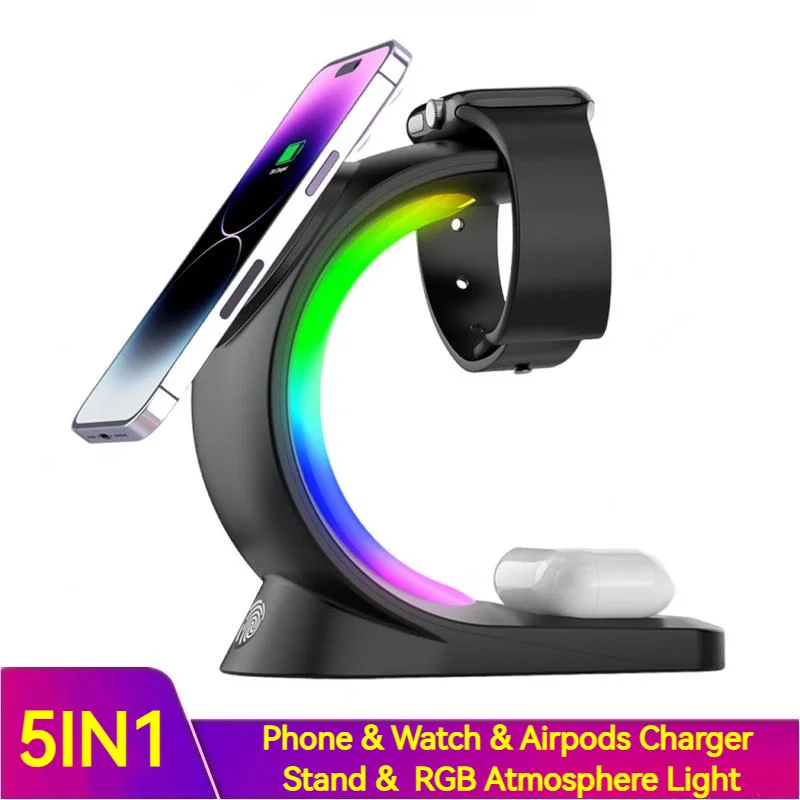 4 In 1 Magnetic Wireless Charger Fast Charging For Smart Phone Atmosphere Light Charging Station For Airpods Pro I-phone Watch
4 In 1 Magnetic Wireless Charger Fast Charging For Smart Phone Atmosphere Light Charging Station For Airpods Pro I-phone Watch