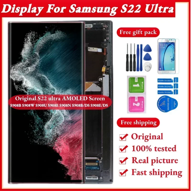 Original S22 Ultra Display For Samsung Galaxy S22 Ultra LCD 5G With Frame S908B S908E Display Touch Screen Digitizer Replacement
Original S22 Ultra Display For Samsung Galaxy S22 Ultra LCD 5G With Frame S908B S908E Display Touch Screen Digitizer Replacement