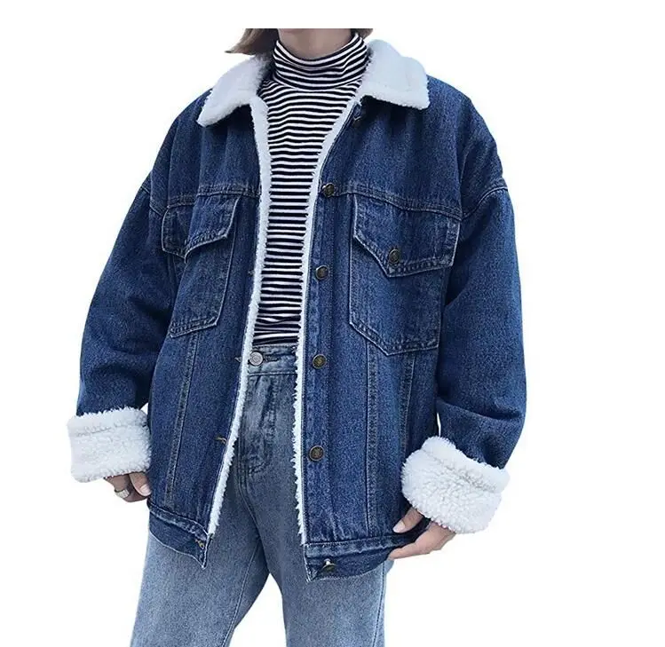 Winter Fleece Thicken Denim Jacket Women Loose Oversized Casual Warm Jeans Coats Wear Fur Collar Long Sleeves Female Clothes
Winter Fleece Thicken Denim Jacket Women Loose Oversized Casual Warm Jeans Coats Wear Fur Collar Long Sleeves Female Clothes