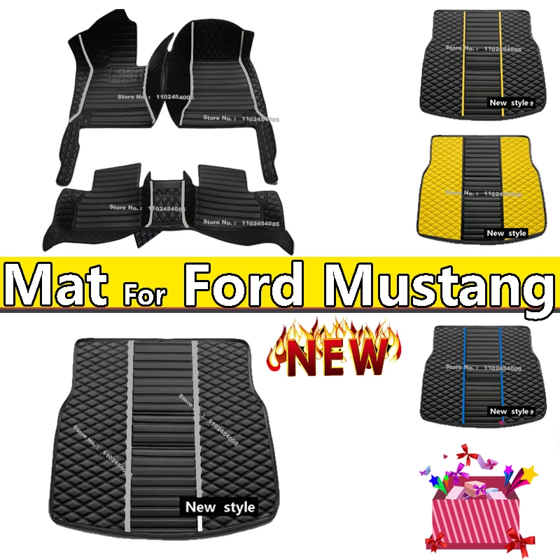 

Artificial Leather Custom Car Floor Mats for Ford Mustang 2015-2023 Interior Details Car Accessories