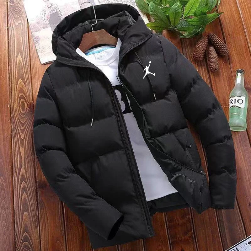 

2024 Winter New Men's Fashion Hat Jordan Jacket Warm Coat