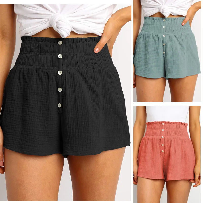 Summer New Fashion Shorts Solid Color High Waist Button Decoration Casual Straight Pants
Summer New Fashion Shorts Solid Color High Waist Button Decoration Casual Straight Pants