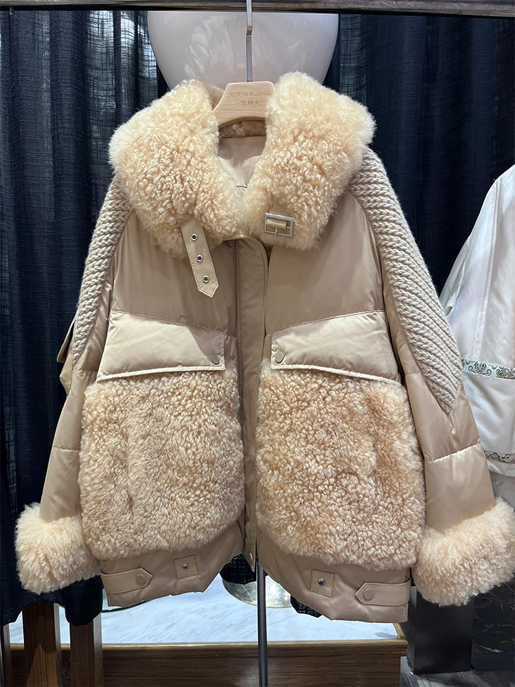 Женская зимняя куртка из натуральной овечьей шерсти с воротником из гусиного пуха, 2023
Женская зимняя куртка из натуральной овечьей шерсти с воротником из гусиного пуха, 2023