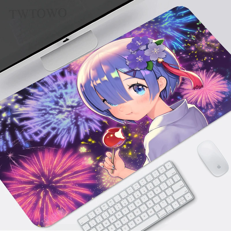 

Rem Re Zero Mouse Pad Gamer XL HD Large Custom Mousepad XXL Desk Mats Natural Rubber Anti Slip Office Laptop Mice Pad Mouse Mat