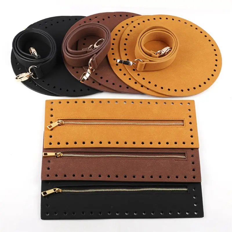 4Pce/Set Bag Bottom Shaper Base Round Faux Leather Purse Inserts Strap Zipper for DIY Sewing Crochet Shoulder Handbag
4Pce/Set Bag Bottom Shaper Base Round Faux Leather Purse Inserts Strap Zipper for DIY Sewing Crochet Shoulder Handbag
