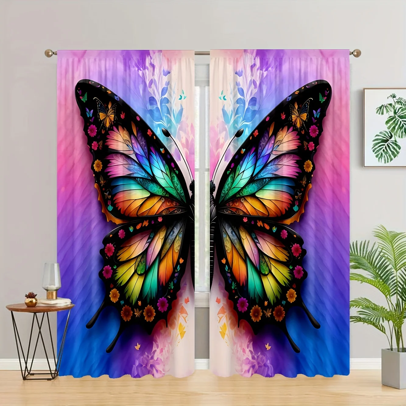 2pcs Five-colored Butterfly Printed Curtains Study Room Kitchen Living Room Dorm Room Rod Pocket Window Drapes Bedroom Accessory
2pcs Five-colored Butterfly Printed Curtains Study Room Kitchen Living Room Dorm Room Rod Pocket Window Drapes Bedroom Accessory
