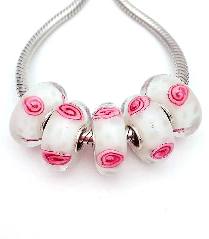 

YG525 5X 100% Authenticity S925 Sterling Silver Beads Murano Glassbeads NEW Fit European Charms Bracelet Diy Jewelry Lampwork