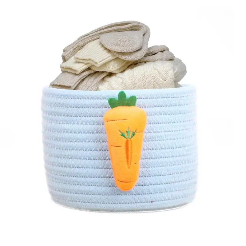 

Small Woven Basket Cute Animal Laundry Basket Organizer Multi-Purpose Storage Bins For Towels Blanket Toys Clothes And Gifts