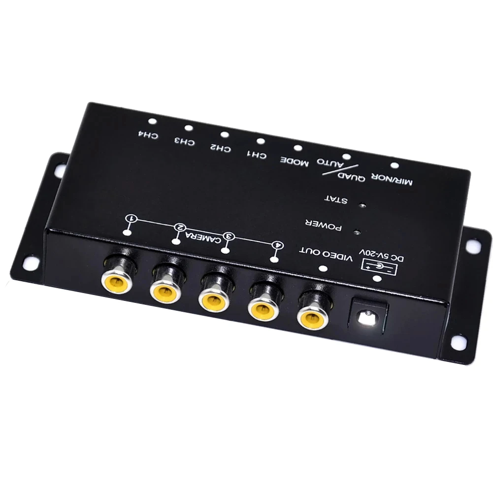 

Car 4-Channel Driving Recorder Switcher Control Car Cameras IR Control Switch Combiner Box for 360° Panoramic Image