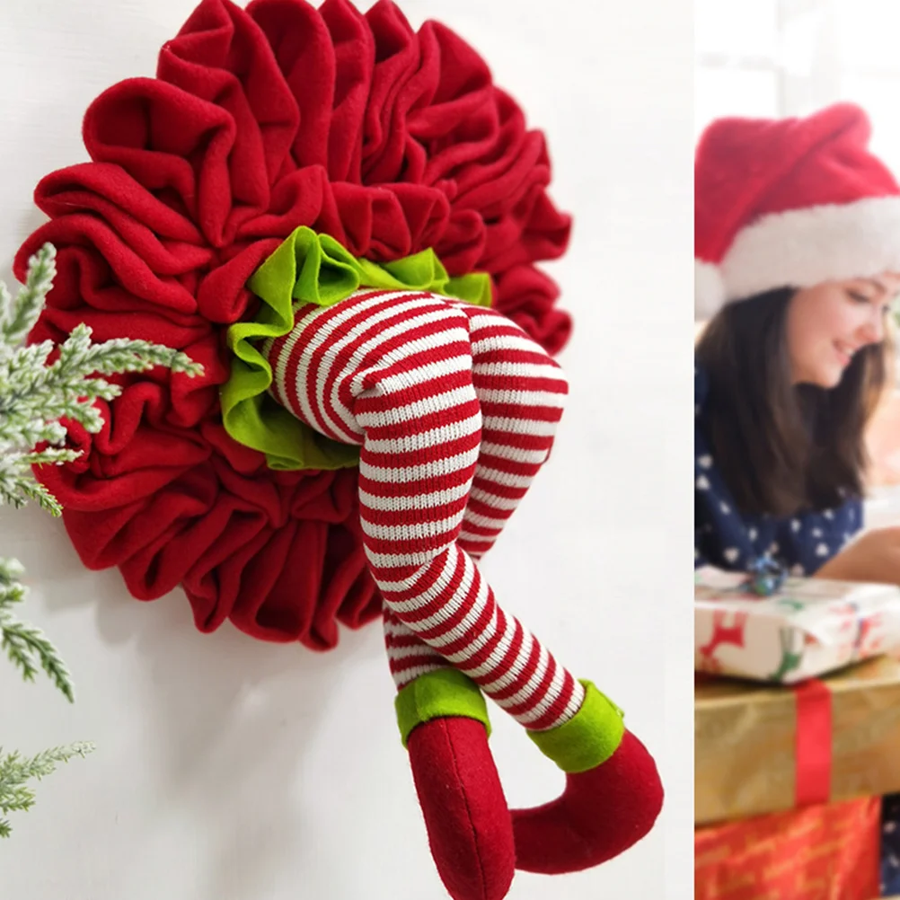 

Christmas Wreath Stuffed Elf Legs Ornament Soft Half Body Xmas Tree Hanging Pendant Festival New Year Party Decorations