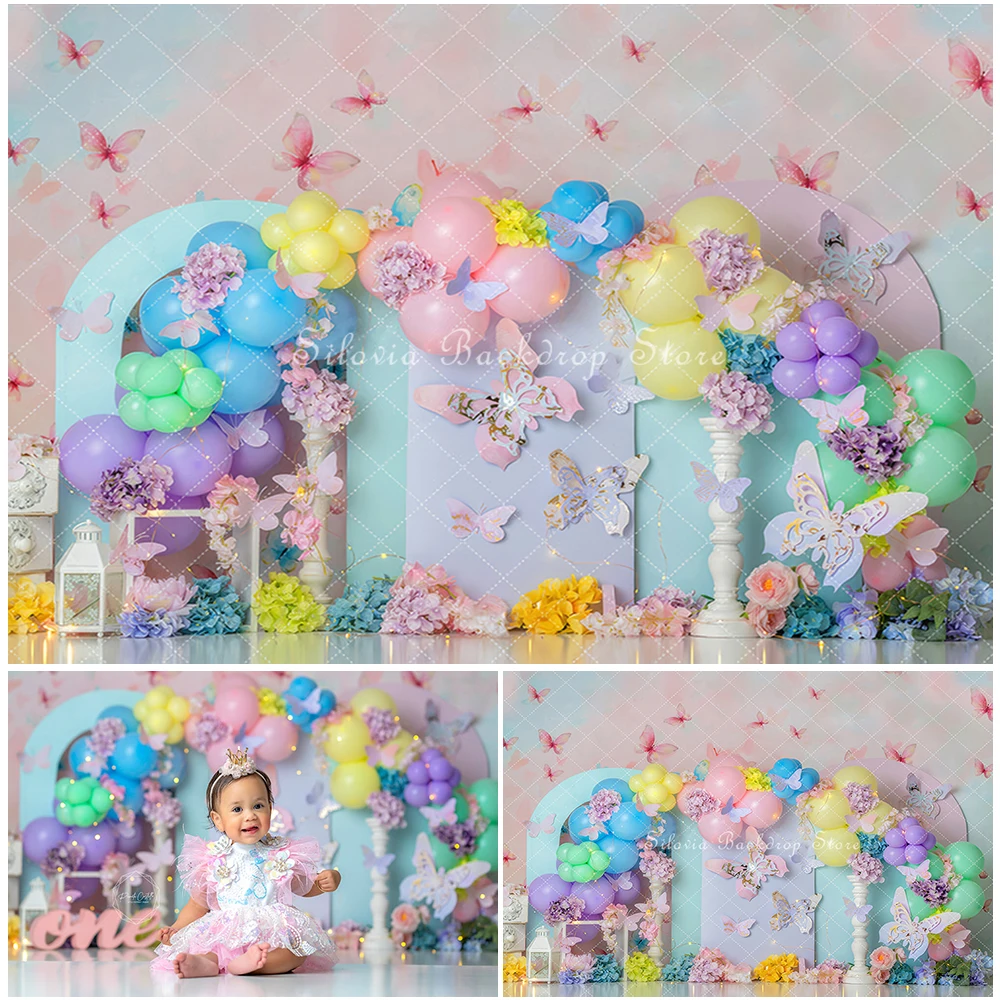 Sweet Butterfly Photography Backdrop Girl First Birthday Cake Smash Photo Background Colourful Balloon Flower Photo Studio Props
Sweet Butterfly Photography Backdrop Girl First Birthday Cake Smash Photo Background Colourful Balloon Flower Photo Studio Props