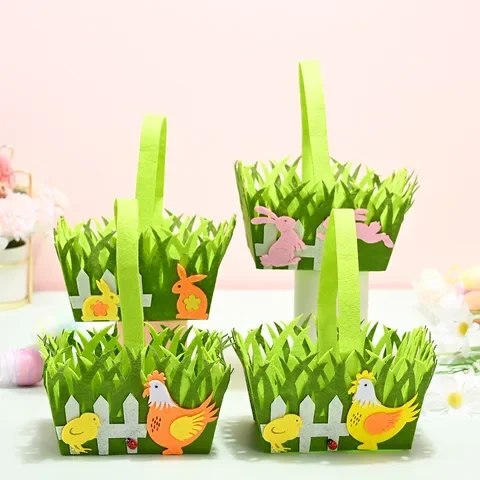 New Easter Decoration Portable Green Basket Non-woven Bunny Chick Ornaments Creative Easter Basket Decorations for Home
New Easter Decoration Portable Green Basket Non-woven Bunny Chick Ornaments Creative Easter Basket Decorations for Home