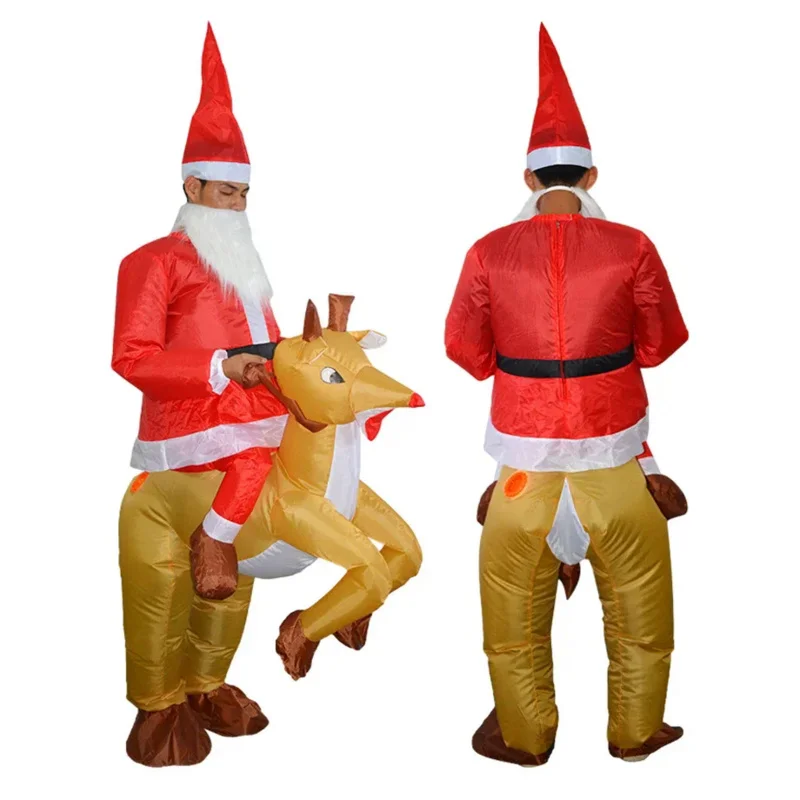 

2024 Christmas Holiday Party Business Promotion Event Atmosphere Creation Adult Funny Cosplay Santa Elk Inflatable Costume Gift