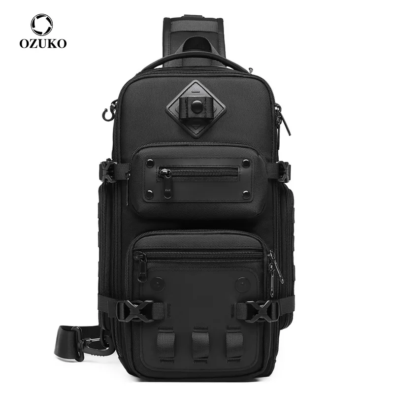 

OZUKO Men Tactical Chest Bags Large Capacity Outdoor Crossbody Bag Male Multifunction Waterproof Sports Shoulder Messenger Bags