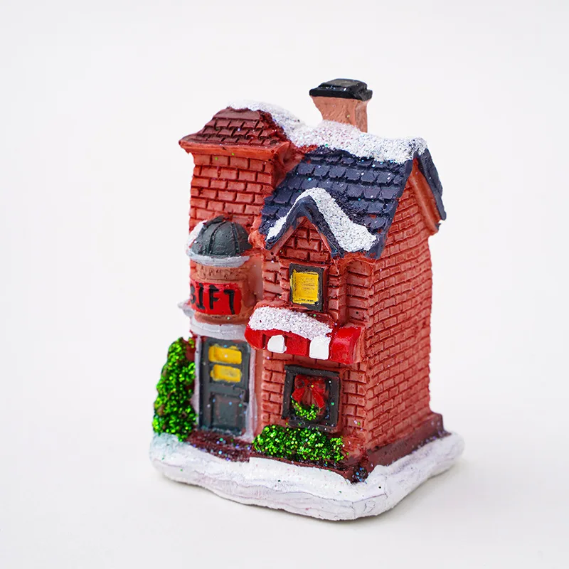 

Christmas Decorations Resin Christmas Small House Micro Landscape Luminescent Snow House Decorations Christmas Gifts Santa Claus