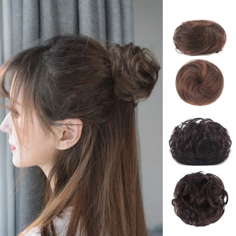 

Women Messy Hair Bun Ponytail Extensions Fluffy Wavy Curly Hair Buns Chignon Scrunchies Hairpieces Claw Clip In Synthetic Wigs