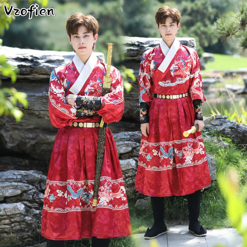 

Han Dynasty Swordsman Hanfu Robe Traditional Chinese Tang Suit Folk Dress Ancient Oriental Hanfu Outfit Carnival Cosplay Costume
