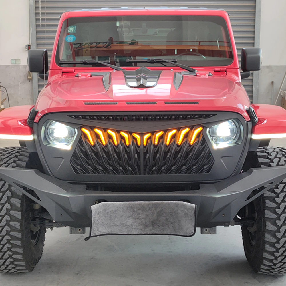 

SXMA JL1274 Grill Front Matte Black Mars Grille With 10pcs LED Off-Road Lights New Product For Jeep Wrangler JL 18+