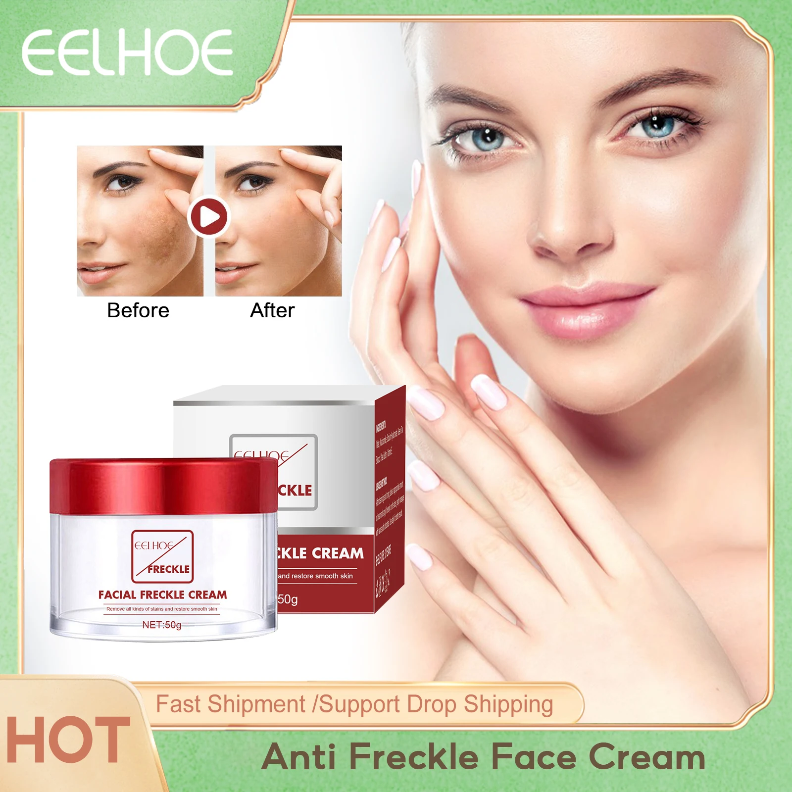 Anti Freckle Face Cream Dark Spots Corrector Reduce Age Spots Lighten Blemish Brightening Moisturizing Melasma Remover Cream 50g 
Anti Freckle Face Cream Dark Spots Corrector Reduce Age Spots Lighten Blemish Brightening Moisturizing Melasma Remover Cream 50g