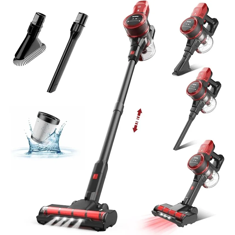 25Kpa Cordless Stick Vacuum Cleaner, 6-in-1 Vacuum w/Strong Suction for Home Pet Hair Carpet Hard Floor, Max 45 Min Runtime
25Kpa Cordless Stick Vacuum Cleaner, 6-in-1 Vacuum w/Strong Suction for Home Pet Hair Carpet Hard Floor, Max 45 Min Runtime