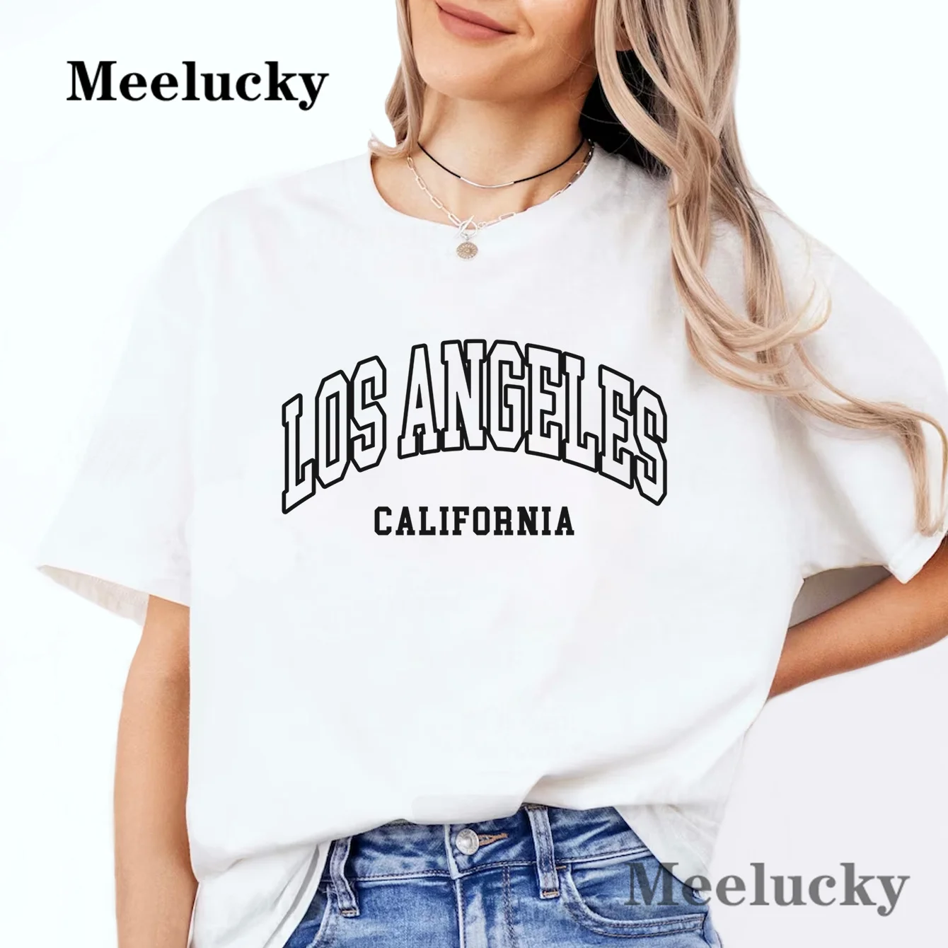 

Los Angeles California T shirt Women Pure Cotton Casual Short Sleeve Shirts Front Print T shirt Casual Tops ﻿