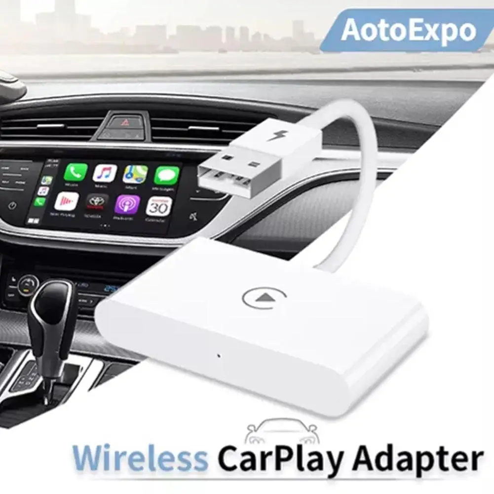 

Bluetooth Wireless Car Adapter For Iphone Plastic White Plug Play 5GHz WiFi Online Update Smart Box E5W7