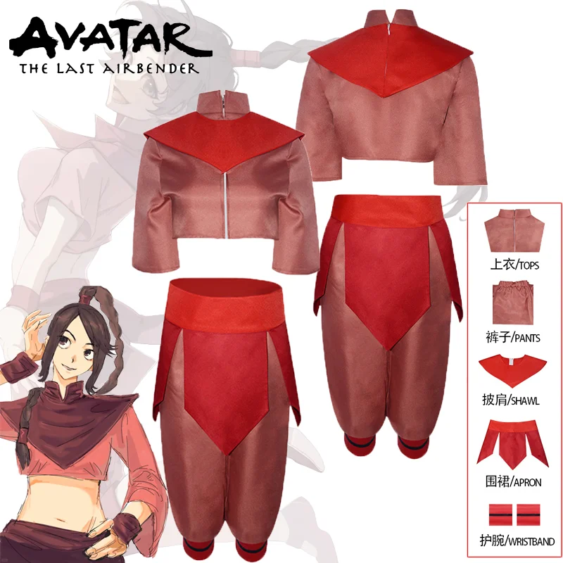 

Avatar The Last Airbender Ty Lee Cosplay Costume Halloween Party Clothes Outfits Red Top Pants Role Play Uniform Suit for Girls