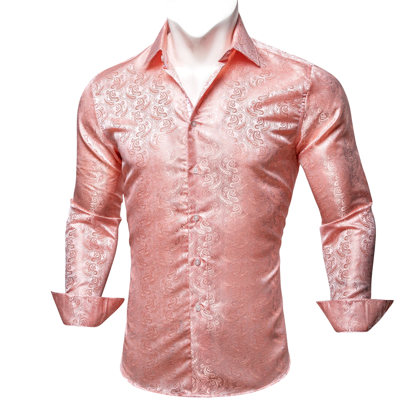 Coral Pink Men Silk Shirt Fashion Pink Men Long Sleeve Turn-Down Collar Shirt Paisley Casual Fit Party Busines Barry.Wang CY-626
Coral Pink Men Silk Shirt Fashion Pink Men Long Sleeve Turn-Down Collar Shirt Paisley Casual Fit Party Busines Barry.Wang CY-626