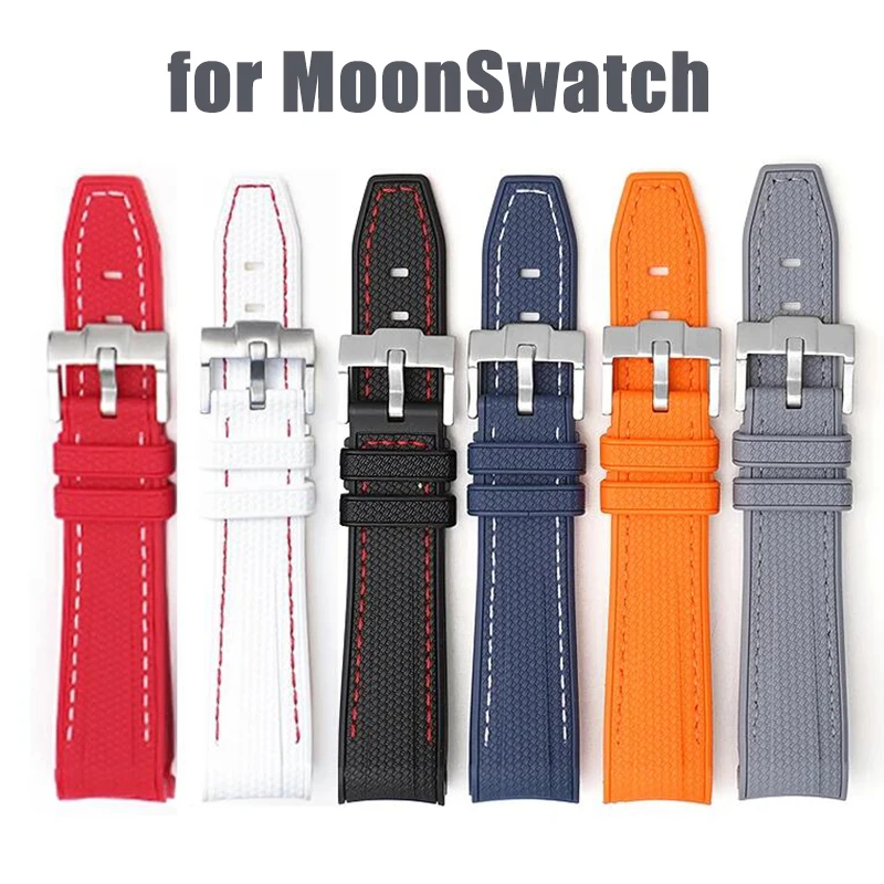 

Silicone Rubber Watch Band for Omega X Swatch Joint MoonSwatch Curved End Diving Bracelet for Rolex Water Ghost Strap 20mm 22mm