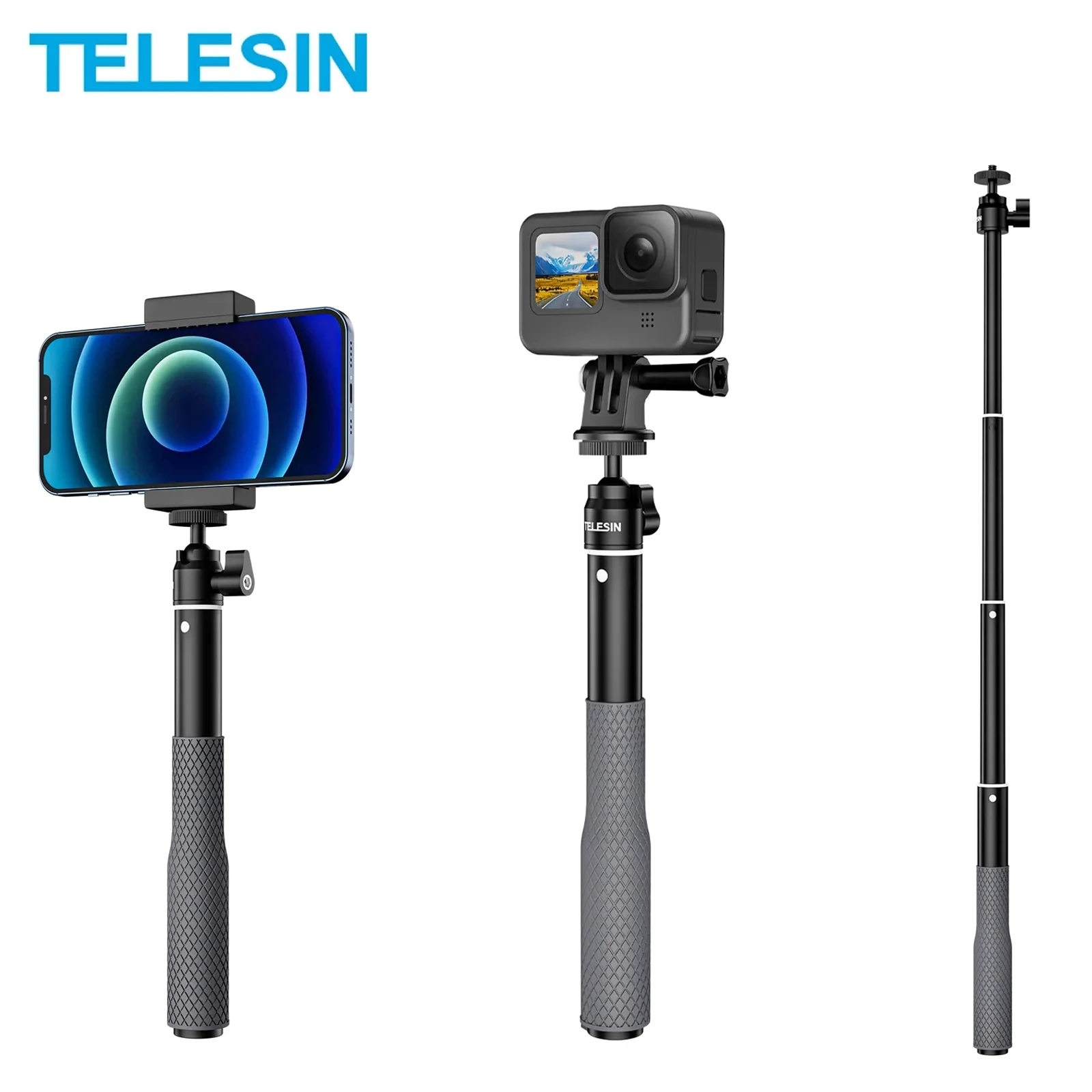

TELESIN Waterproof Divng Selfie Stick Floaty Monopod 360° Rotation Ball Head Selfie Stick for GoPro 11 12 DJI Action 4 Insta360