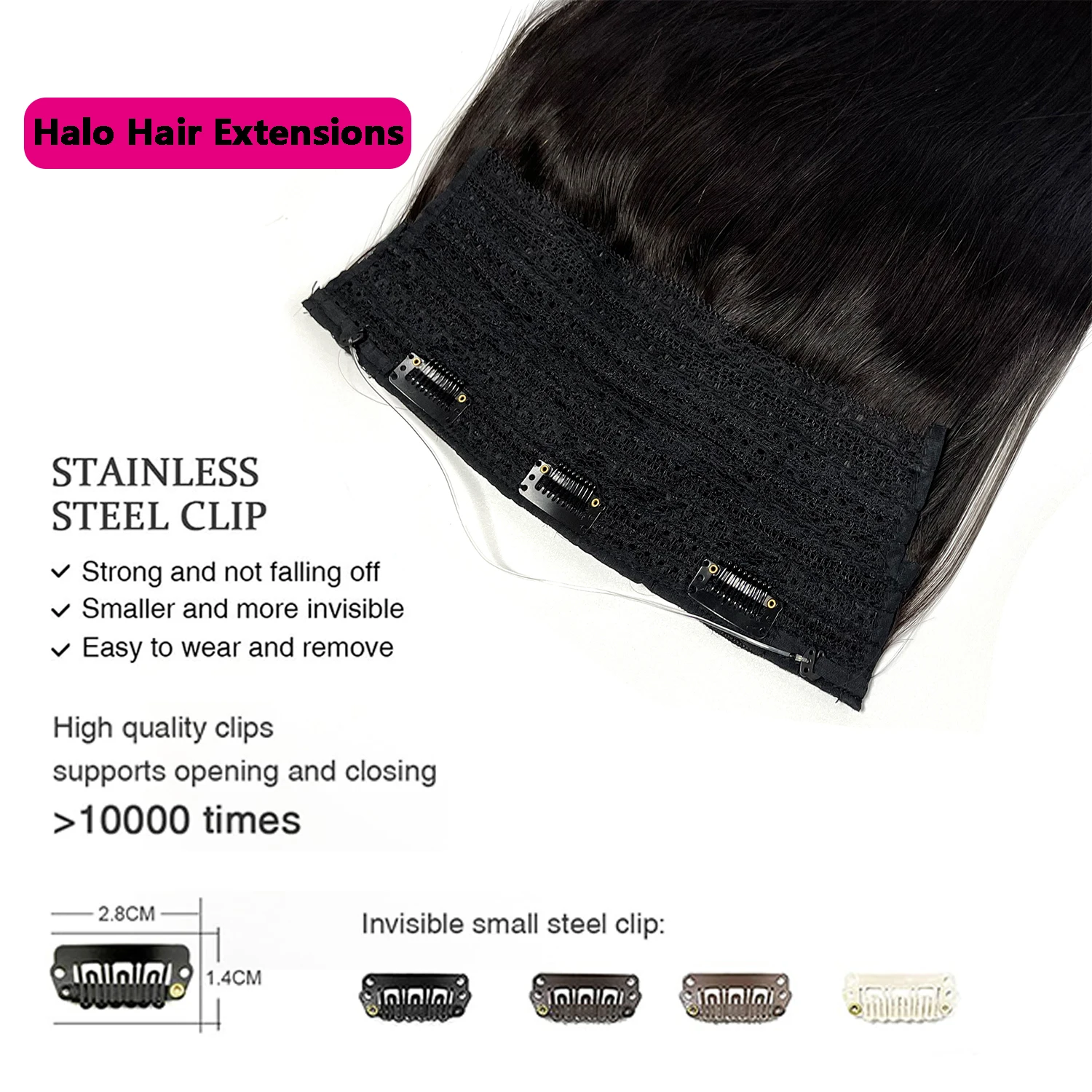 Straight Hair Clips Halo Hair Extensions Remy Human Hair Clip In Hair Extensions 26 Inch #1B One Piece Hair Wire Hair Extensions 38 Sd16d24ca06334f898b3b068a2e493bfab