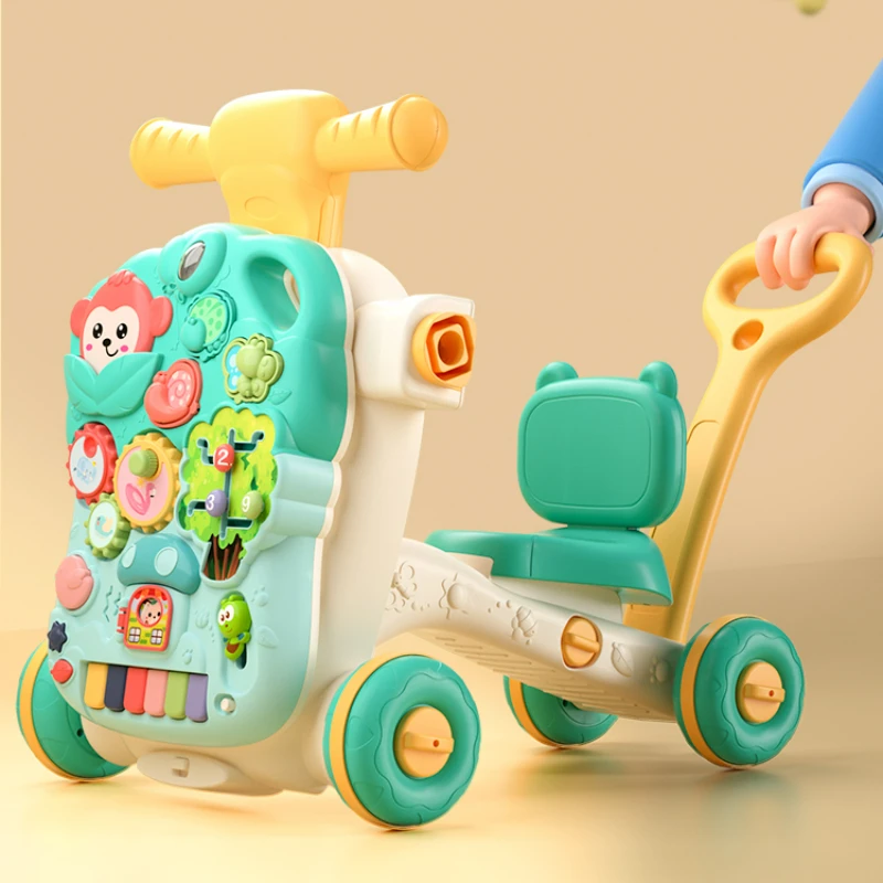 

4 In 1 Multi-functional Baby Walkers Anti-rollover Baby Learn To Walk Anti-O-leg Walker Adjustable Handle Toy Children's Trolley
