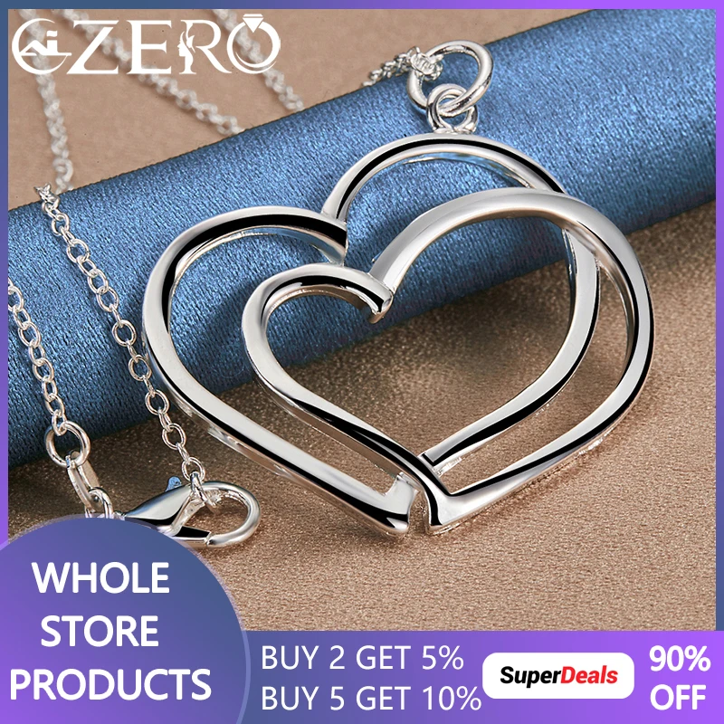 ALIZERO 925 Sterling Silver Double Heart Pendant Necklace 16-30 Inch Chain For Women Wedding Engagement Party Charm Jewelry Gift
ALIZERO 925 Sterling Silver Double Heart Pendant Necklace 16-30 Inch Chain For Women Wedding Engagement Party Charm Jewelry Gift