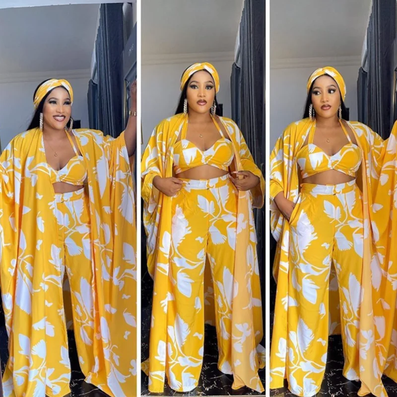 2022 Ladies 4 Piece Set African Dashiki New Fashion Long Tops + Bra + Scarf + Wide Pants Four Piece Suit Party Dresses For Women
2022 Ladies 4 Piece Set African Dashiki New Fashion Long Tops + Bra + Scarf + Wide Pants Four Piece Suit Party Dresses For Women