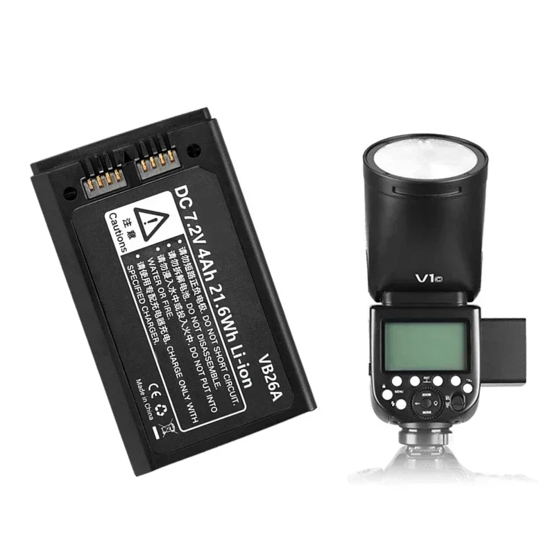 VB26A VB26 Li-Ion Battery 4000mAh Replacement Battery for Godox V1S V1C V1N V1F V1O V1P Round Head Flash
VB26A VB26 Li-Ion Battery 4000mAh Replacement Battery for Godox V1S V1C V1N V1F V1O V1P Round Head Flash