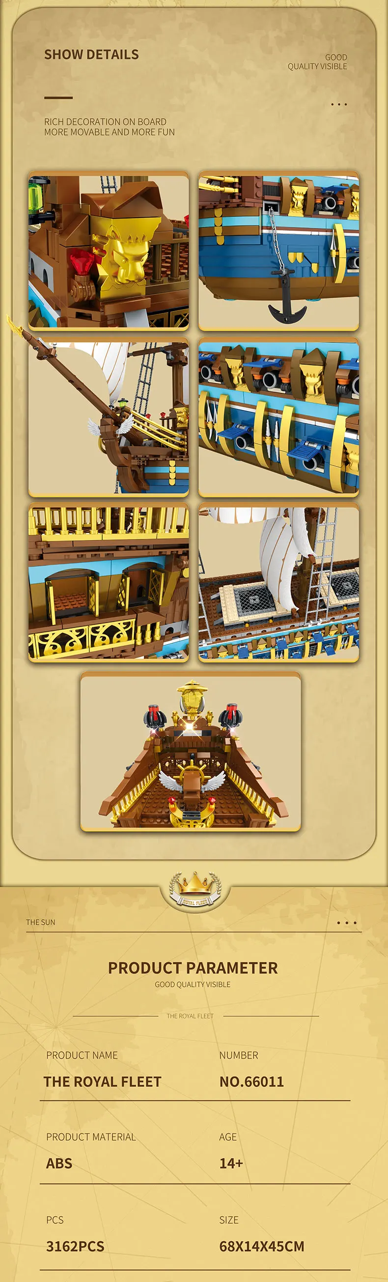 3162PCS Pirate Ship Building Blocks Royal Sunshine Sailing Boat Assembly Model Bricks Children's Educational Toys Holiday Gifts 3162PCS Pirate Ship Building Blocks Royal Sunshine Sailing Boat Assembly Model Bricks Children's Educational Toys Holiday Gifts