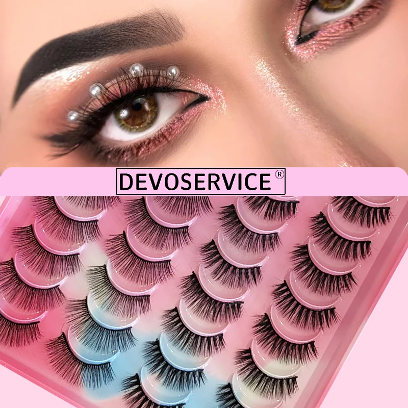 

DEVOSERVICE 20 Pairs False Eyelashes 3D Mink Faux Lashes Fluffy Natural Soft Eyelash Extension Supplies Cosplay Makeup Wholesale