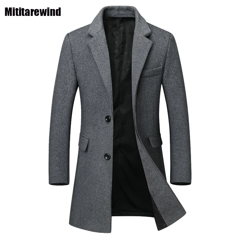 

Winter Jacket for Men 50% Wool Blends Coat Simple Causal Turn Down Collar Solid Long Coat Korean Fashion Men Thick Warm Overcoat