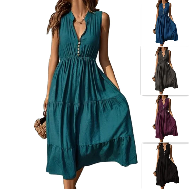 Women's Waisted Dresses Sleeveless Patchwork Streetwear Dress 24 Hour Shipping Ladies Designer Clothes Comfortable FabricS-XL
Women's Waisted Dresses Sleeveless Patchwork Streetwear Dress 24 Hour Shipping Ladies Designer Clothes Comfortable FabricS-XL