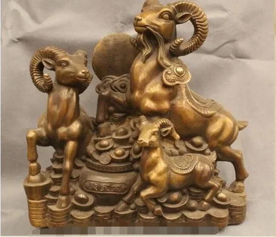 13" Chinese Folk Feng Shui Bronze Wealth Zodiac Three Year Sheep Statue Sculptur
13" Chinese Folk Feng Shui Bronze Wealth Zodiac Three Year Sheep Statue Sculptur