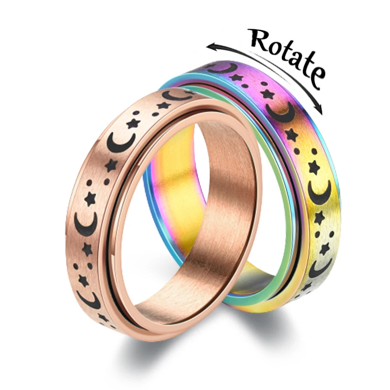 Vintage Anxiety Free Rotation Women's Stainless Steel Ring 6MM Hollow Star Moon Party Charm Jewelry Best Friend Cool Gift
Vintage Anxiety Free Rotation Women's Stainless Steel Ring 6MM Hollow Star Moon Party Charm Jewelry Best Friend Cool Gift