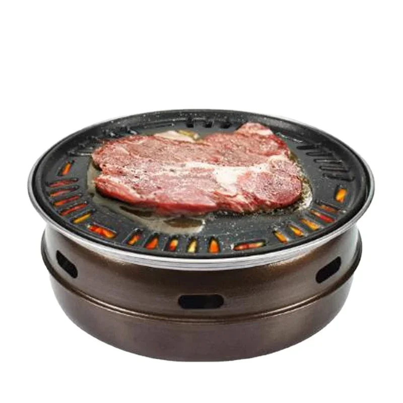 

Household Barbecue Grill Korean Carbon Oven Baking Tray Round Barbecue Machine Fried Meat Pot