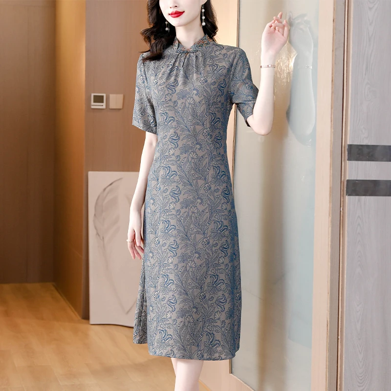 2023 New Fashion Retro Silk Dress Women's Summer Elegant Versatile Short Sleeve Loose Fit Casual Party Dress Vestidos
2023 New Fashion Retro Silk Dress Women's Summer Elegant Versatile Short Sleeve Loose Fit Casual Party Dress Vestidos