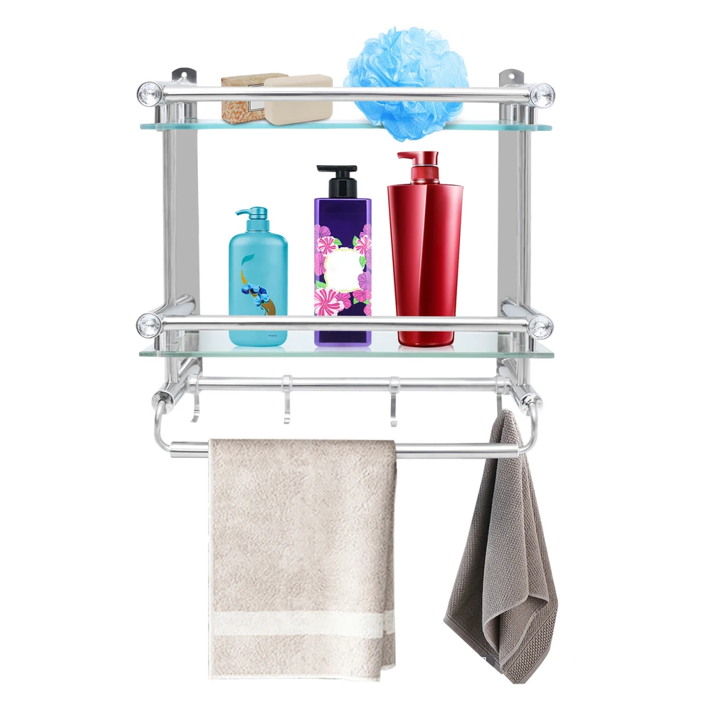 Bymaocar Bathroom Shelf Wall Mount stainless Steel Shower Domestic Storage Bracket w/ Towel Hanger 5kg/11lbs Load-bear Capacity
Bymaocar Bathroom Shelf Wall Mount stainless Steel Shower Domestic Storage Bracket w/ Towel Hanger 5kg/11lbs Load-bear Capacity