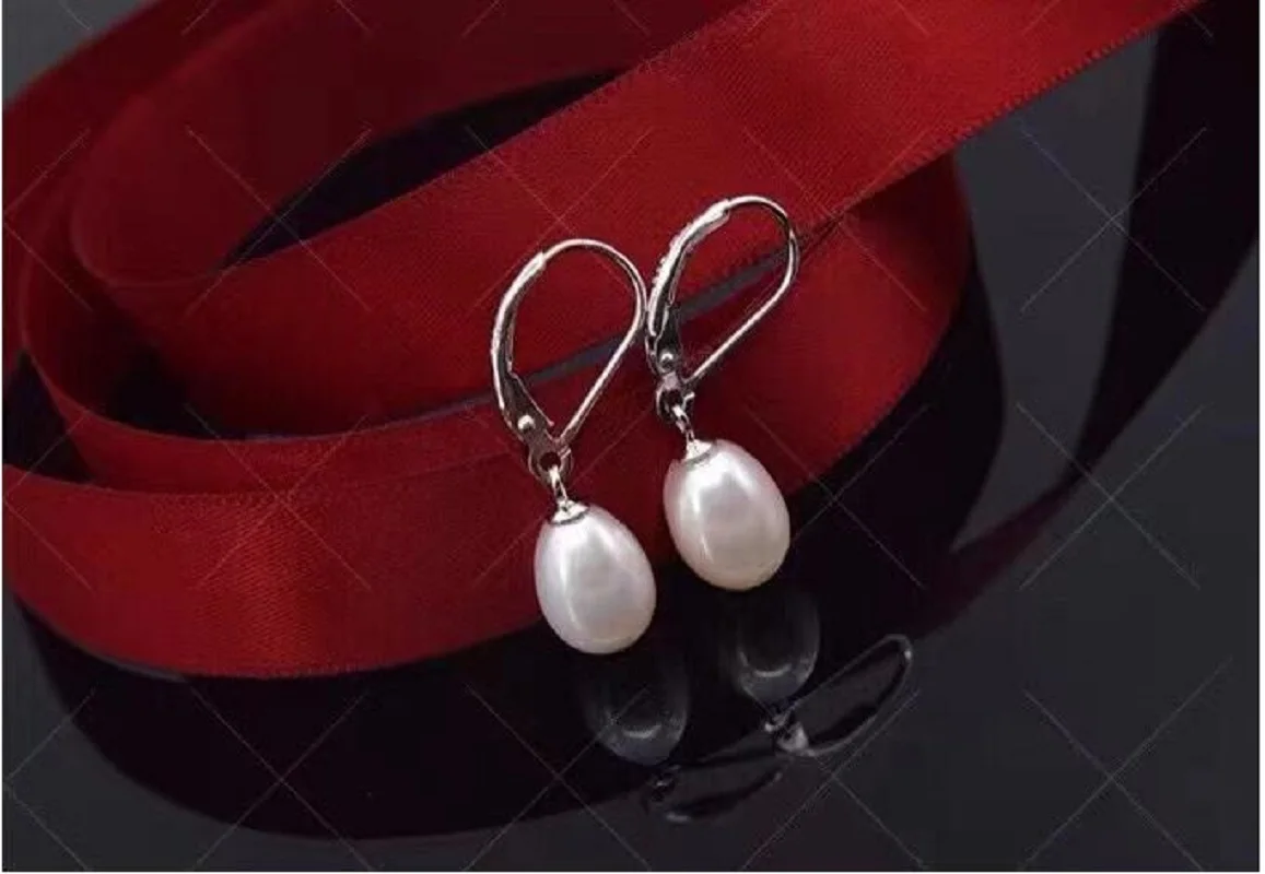 

new Elegant AAA 9-11MM South Sea Round White Pearl Earrings 14K white gold 《 14k yellow gold》