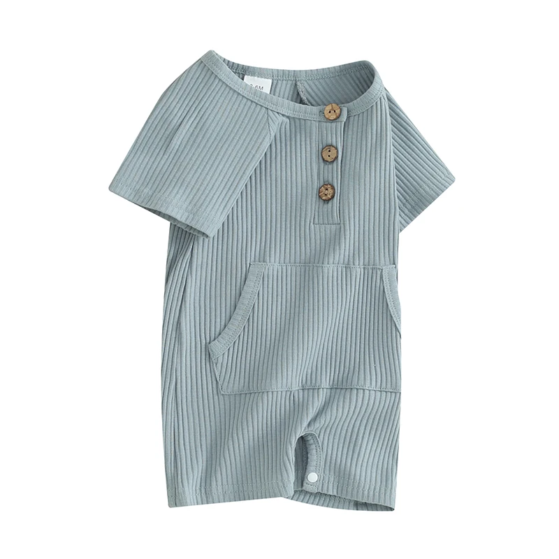 Baby Girls Boys Summer Romper Short Sleeve Crew Neck Solid Color Ribbed Button Jumpsuit
Baby Girls Boys Summer Romper Short Sleeve Crew Neck Solid Color Ribbed Button Jumpsuit